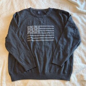 G.H. Bass & Co. Charcoal Crewneck Sweater with Flag Design